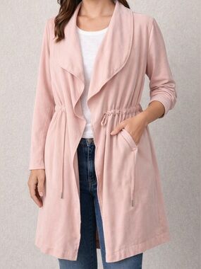 BB Dakota Steve Madden Blush Pink Draped Open Front Jacket Lightweight Cardigan